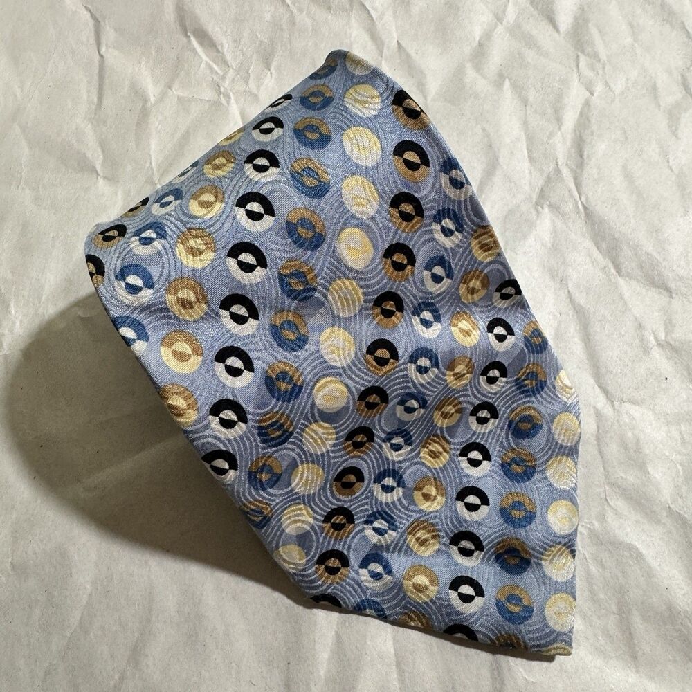 Salvatore Ferragamo Blue Geometric Mens 100% Silk Tie 60"x3.75"